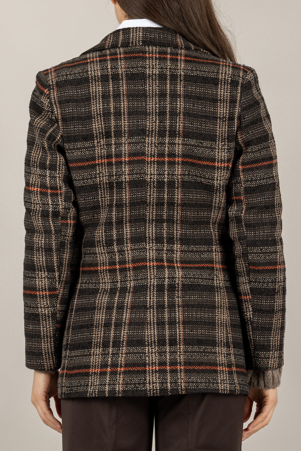 TENSIONE IN - 26B1620 - GIACCA TARTAN CON SPILLA DUE BOTTONI