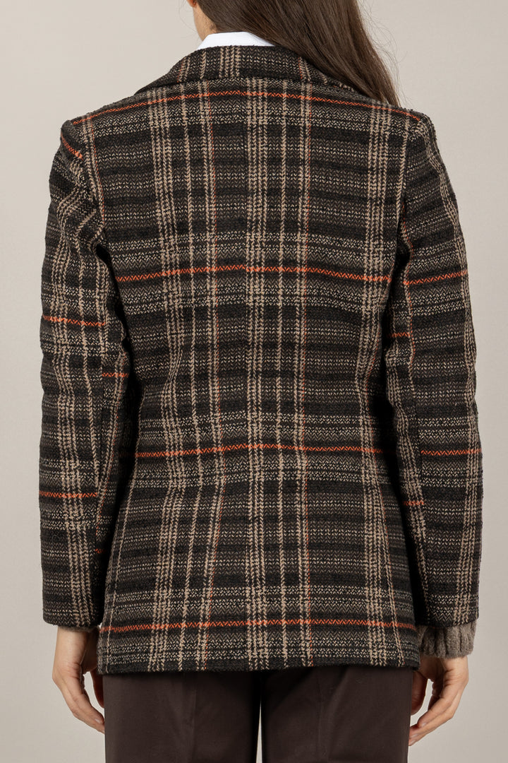 TENSIONE IN - 26B1620 - GIACCA TARTAN CON SPILLA DUE BOTTONI