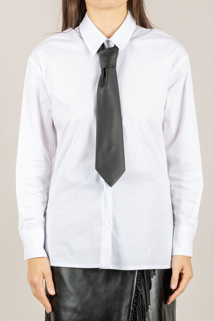 TENSIONE IN - 26C1335 - CAMICIA CON CRAVATTA IN ECOPELLE