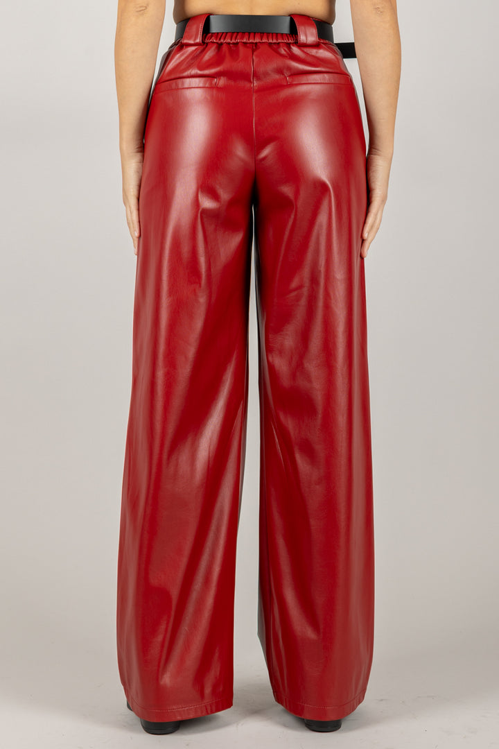 TENSIONE IN - 26P1054 - PANTALONE ECOPELLE CON CINTA