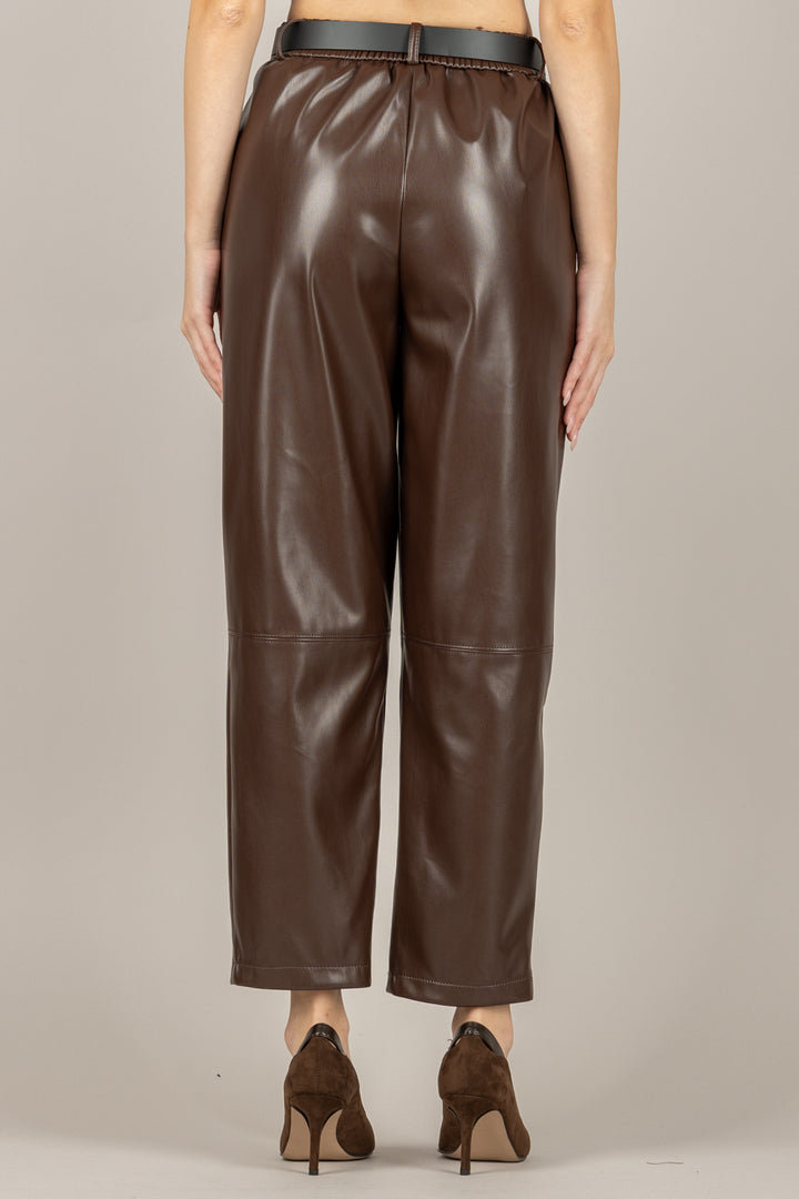 TENSIONE IN - 26P1176 - PANTALONE CARROT IN ECOPELLE