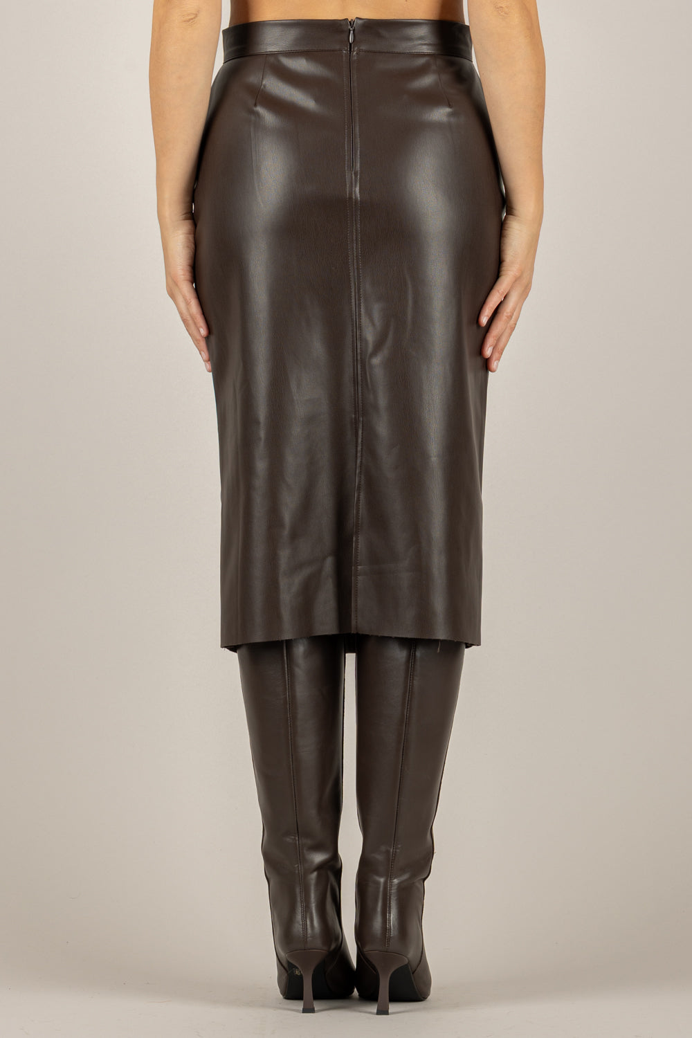 TENSIONE IN - N20087AT - GONNA MIDI IN ECOPELLE