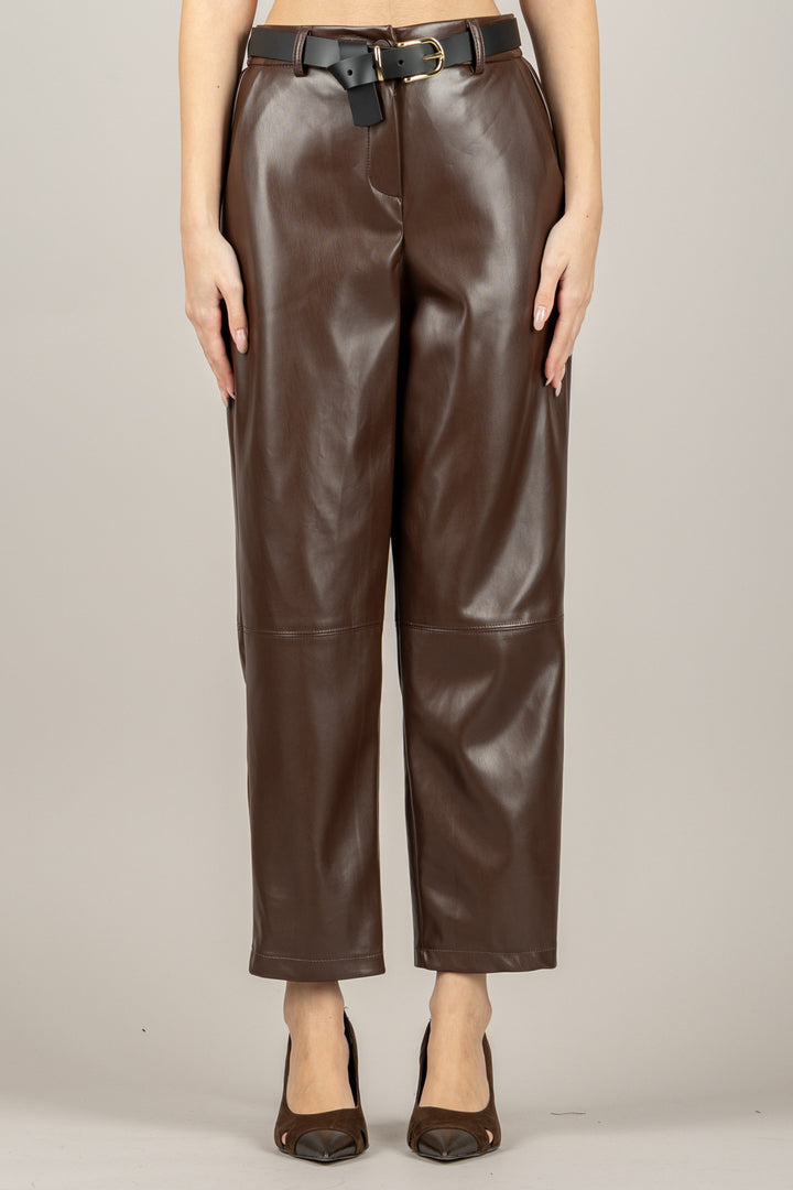 TENSIONE IN - 26P1176 - PANTALONE CARROT IN ECOPELLE