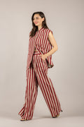 DIXIE - PDHS1SU - PANTALONE A RIGHE GAMBA DRITTA BORDEAUX