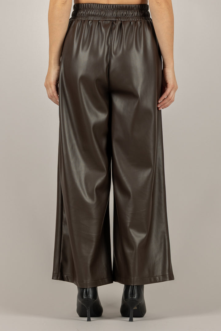 TENSIONE IN - 26P1429  - PANTALONE IN ECOPELLE CON ELASTICO IN VITA