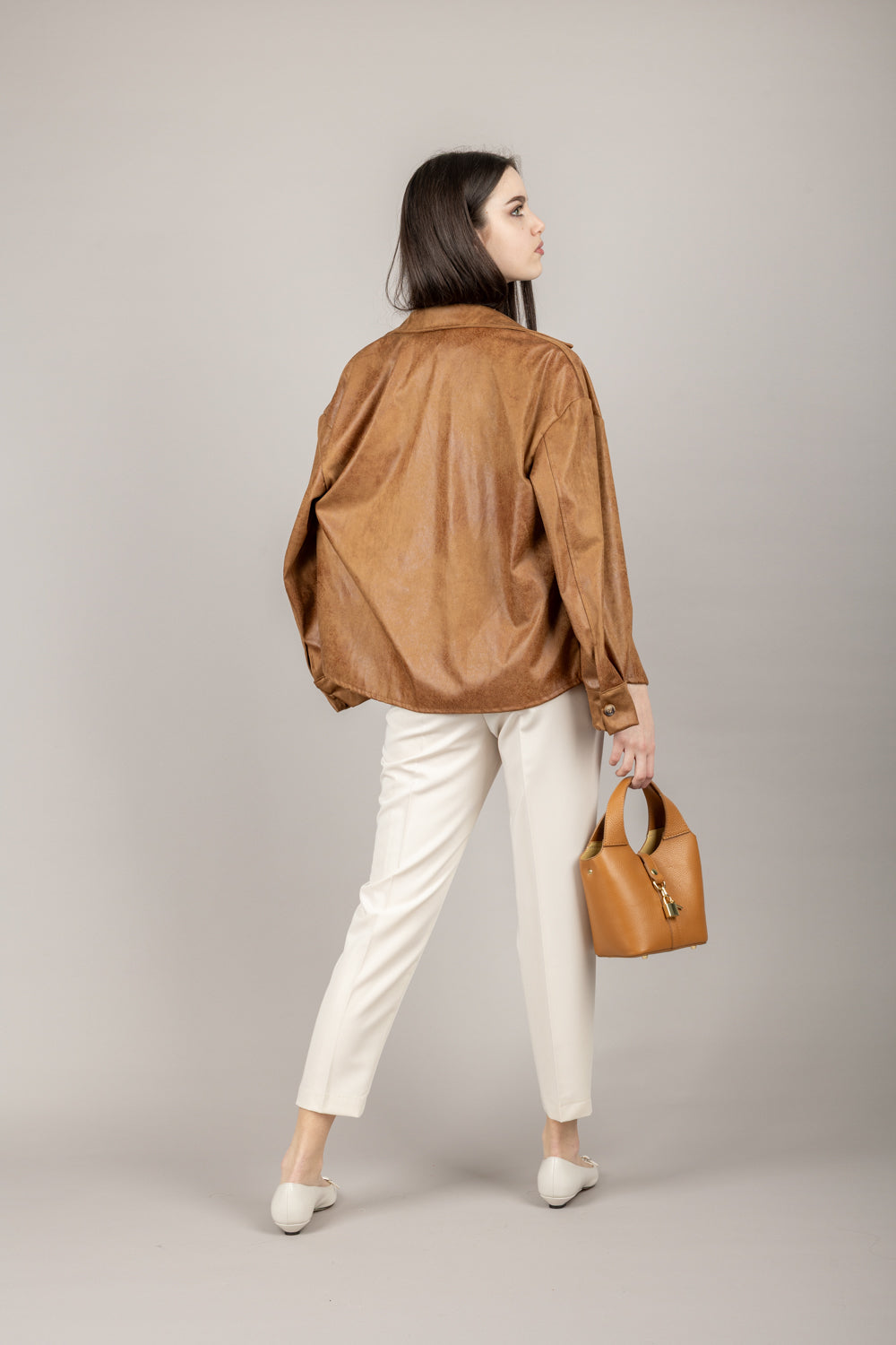 VICOLO - TD1225 - CAMICIA IN SUEDE CON FRANGE