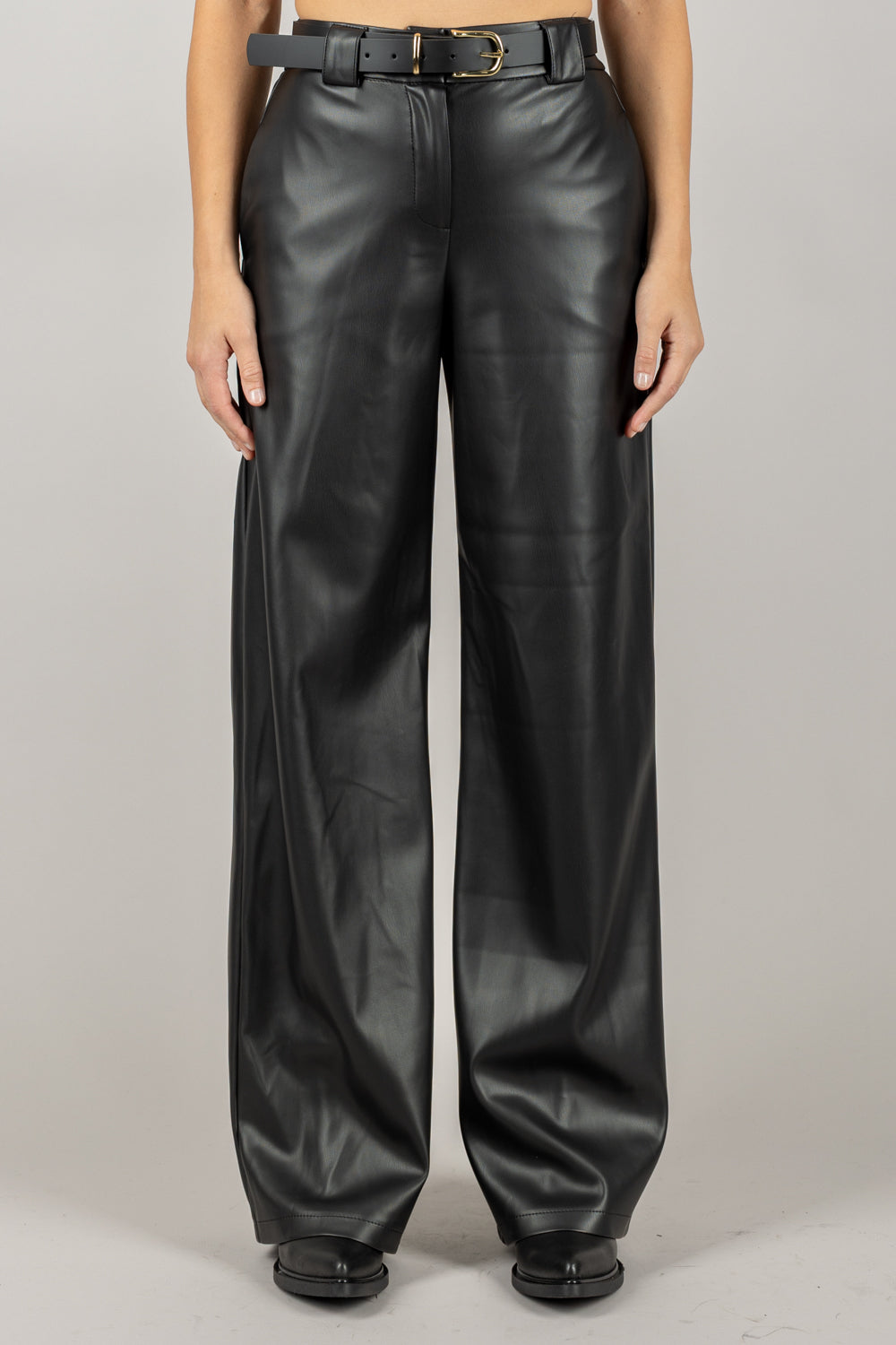 TENSIONE IN - 26P1054 - PANTALONE ECOPELLE CON CINTA