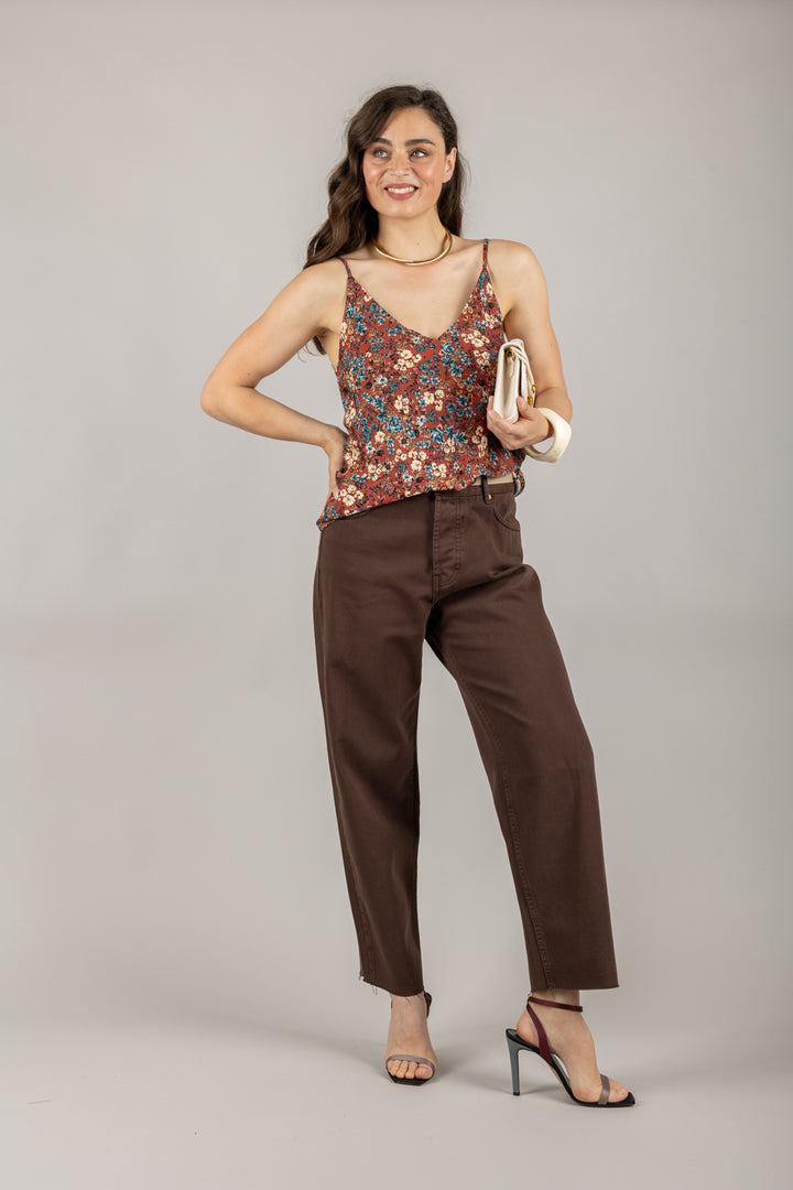 VICOLO - TD2369 - CANOTTA IN SATIN FLOREALE