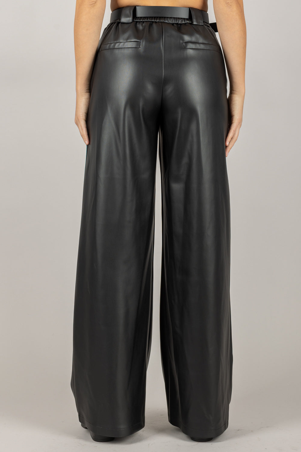 TENSIONE IN - 26P1054 - PANTALONE ECOPELLE CON CINTA