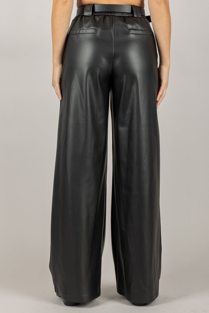 TENSIONE IN - 26P1054 - PANTALONE ECOPELLE CON CINTA