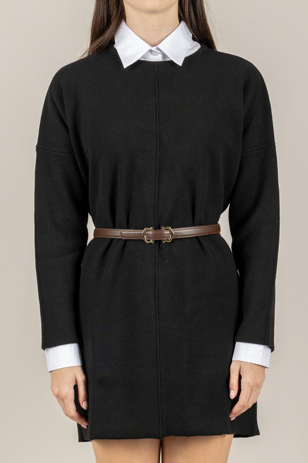 VICOLO - 22208F - MAGLIA LUNGA CON CINTURA