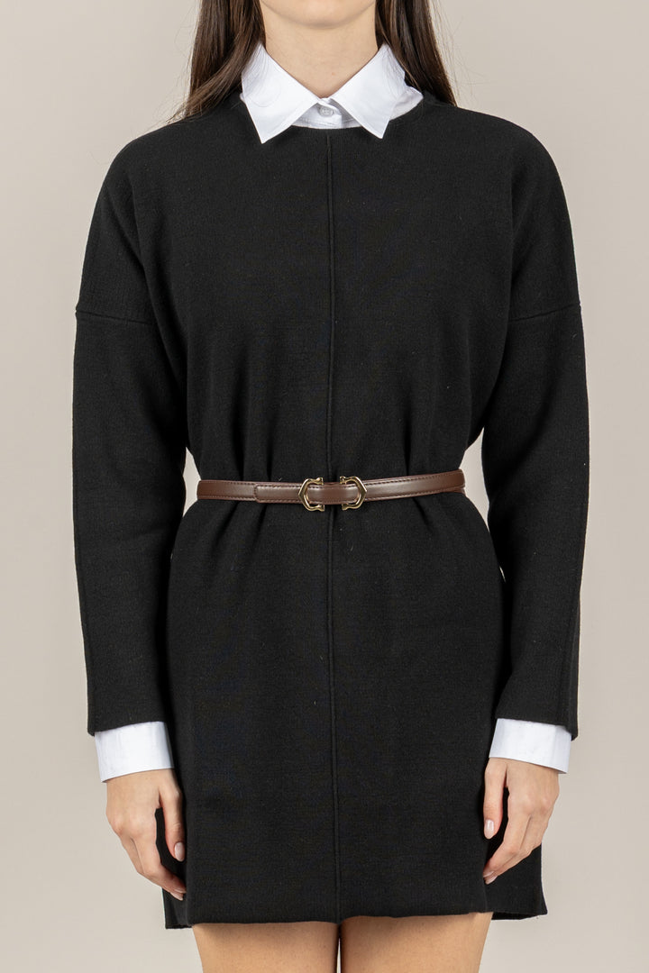 VICOLO - 22208F - MAGLIA LUNGA CON CINTURA