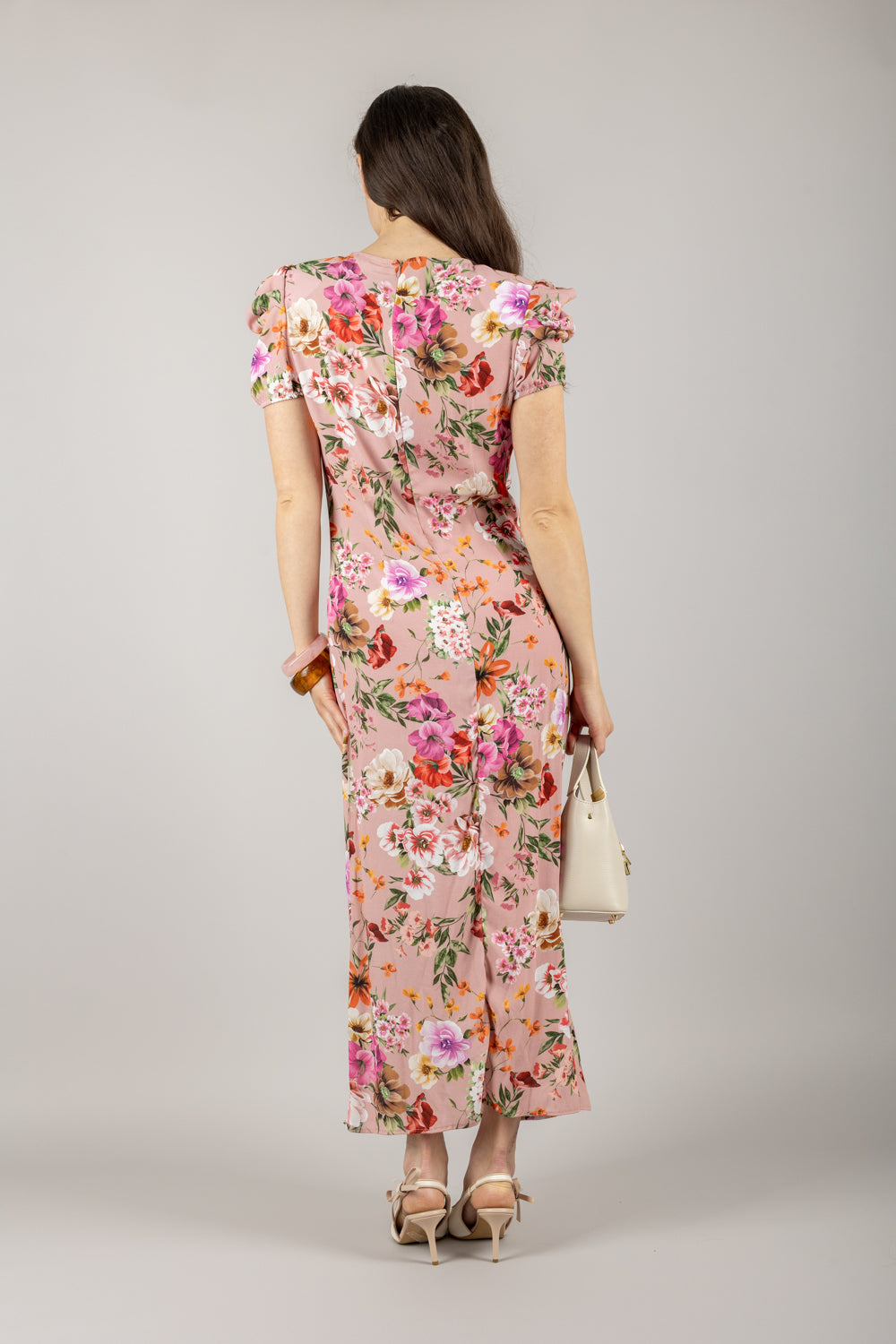 VICOLO - TD2074 - ABITO FIORI CON DRAPPEGGIO