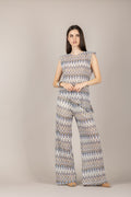 TENSIONE IN - S26ME30 - MAGLIA ASIMMETRICA FANTASIA JEANS