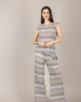TENSIONE IN - S26ME30 - MAGLIA ASIMMETRICA FANTASIA JEANS