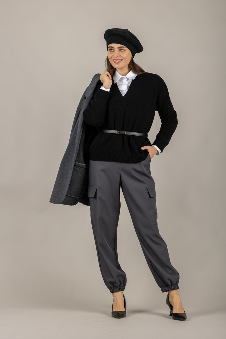 TENSIONE IN - WL785AI25 - MAGLIA SCOLLO A V IN LANA