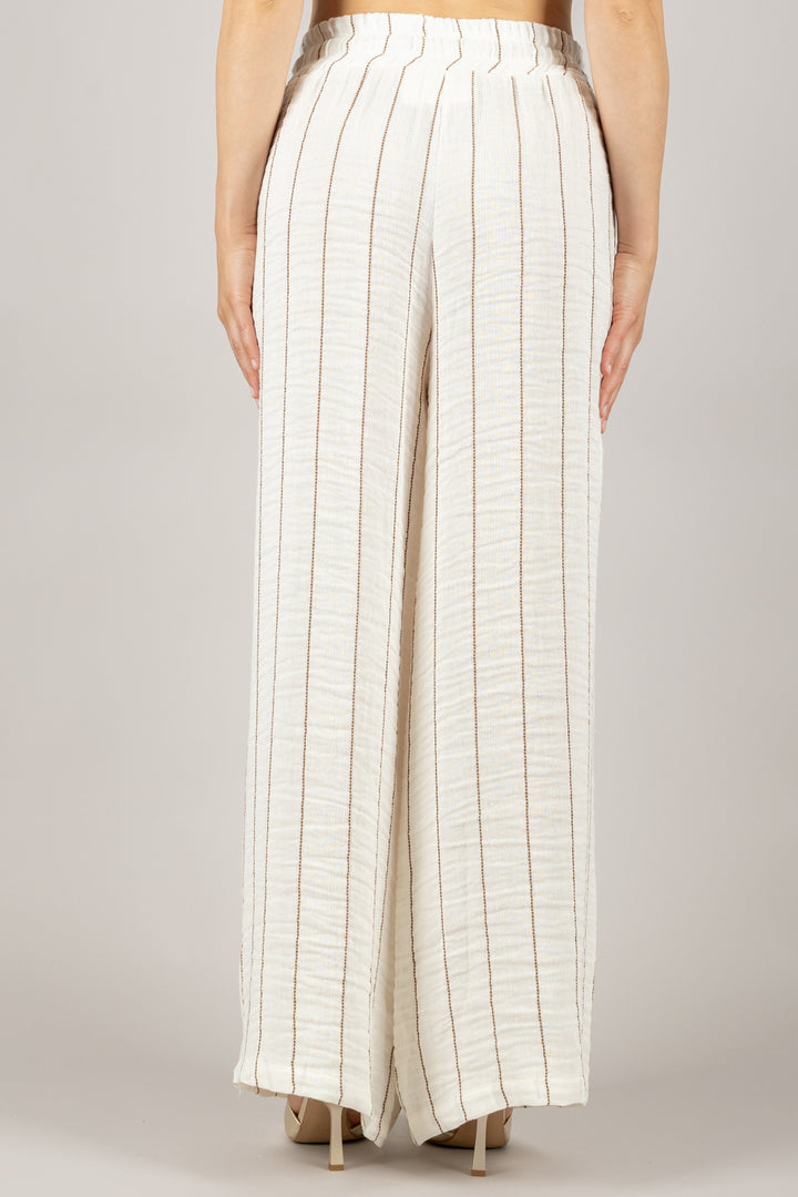 TENSIONE IN - S25PC02 - PANTALONE GESSATO CON COULISSE