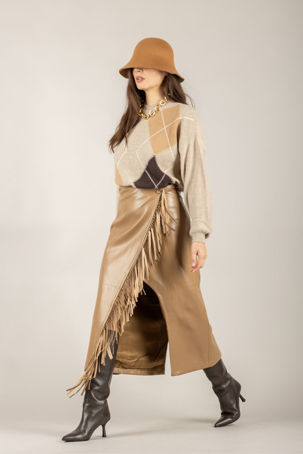 TENSIONE IN - 38067 - GONNA ECOPELLE FRANGE