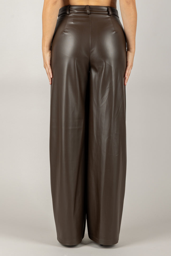 TENSIONE IN - 26P647 - PANTALONE A PALAZZO IN ECOPELLE