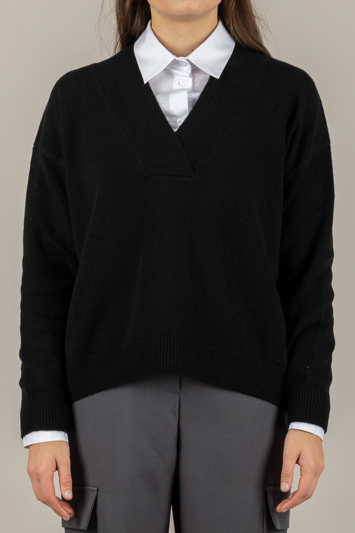 TENSIONE IN - WL785AI25 - MAGLIA SCOLLO A V IN LANA