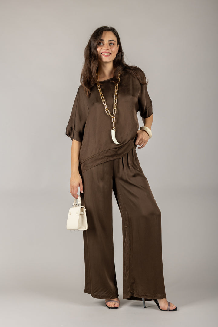 TENSIONE IN - C191P05Q - PANTALONE A PALAZZO CON COULISSE