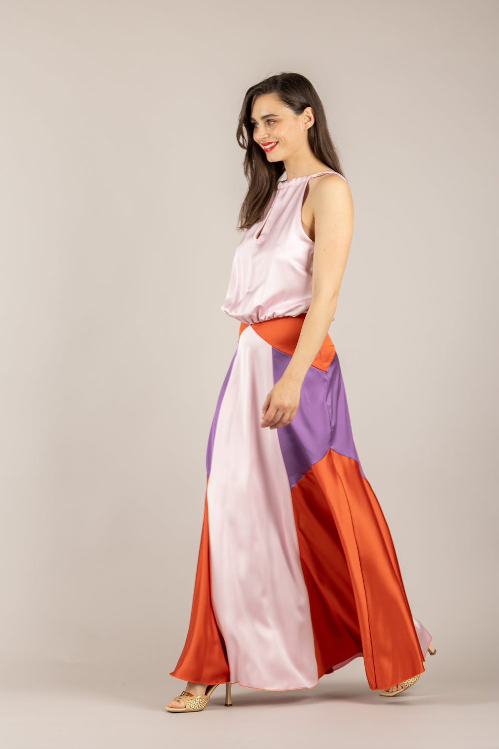 DIXIE - A698A115 - ABITO IN SATIN MULTICOLOR ZUCCA