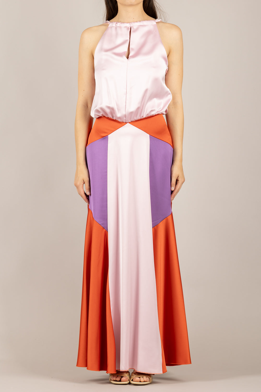 DIXIE - A698A115 - ABITO IN SATIN MULTICOLOR ZUCCA