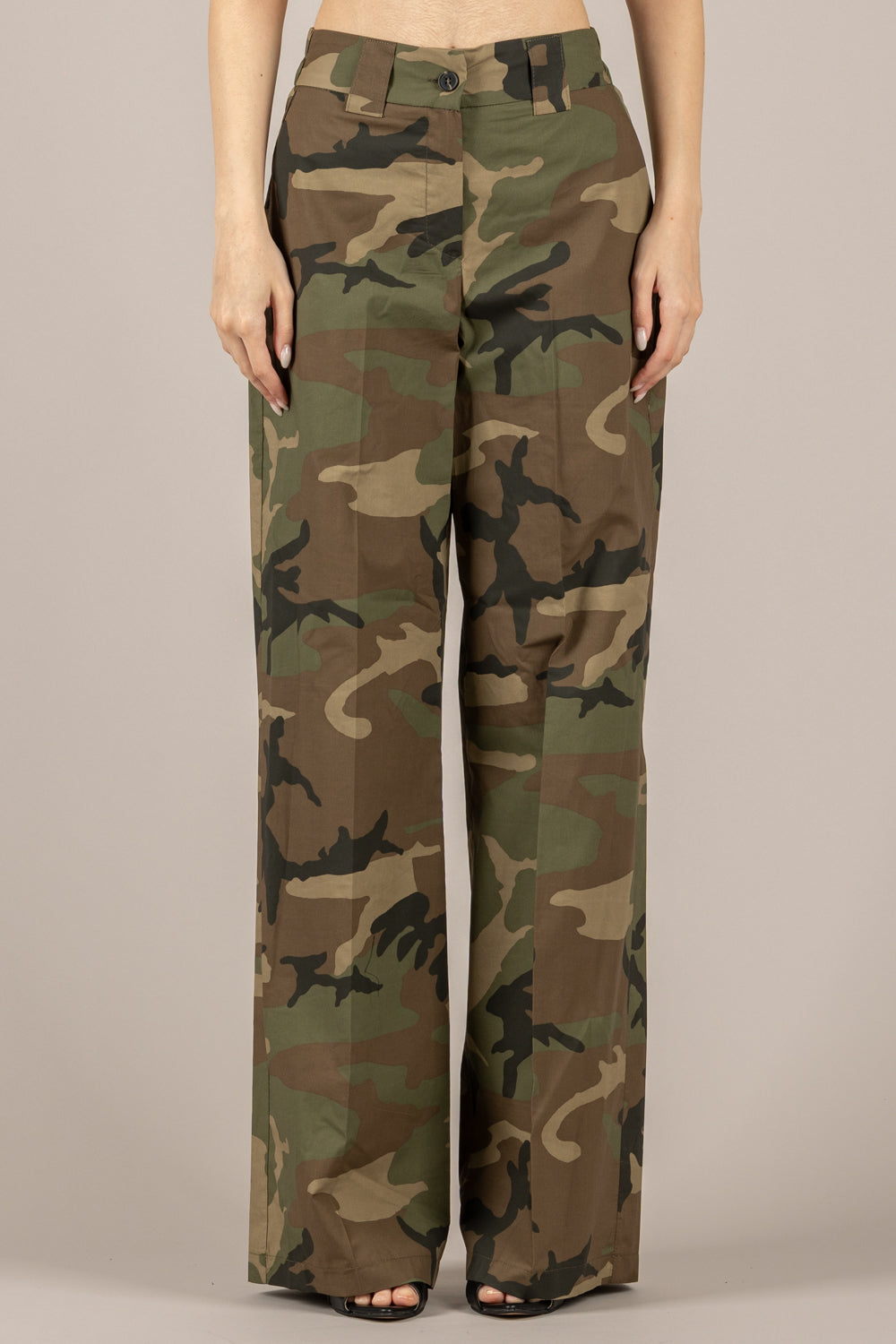 TENSIONE IN - 26P5227 - PANTALONE PALAZZO MIMETICO