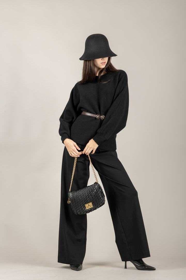 VICOLO - 22207F - MAGLIA MANICA PALLONCINO CON CINTURA