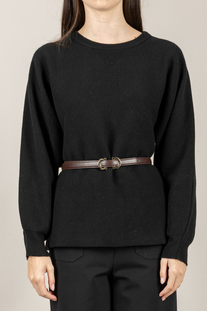 VICOLO - 22207F - MAGLIA MANICA PALLONCINO CON CINTURA