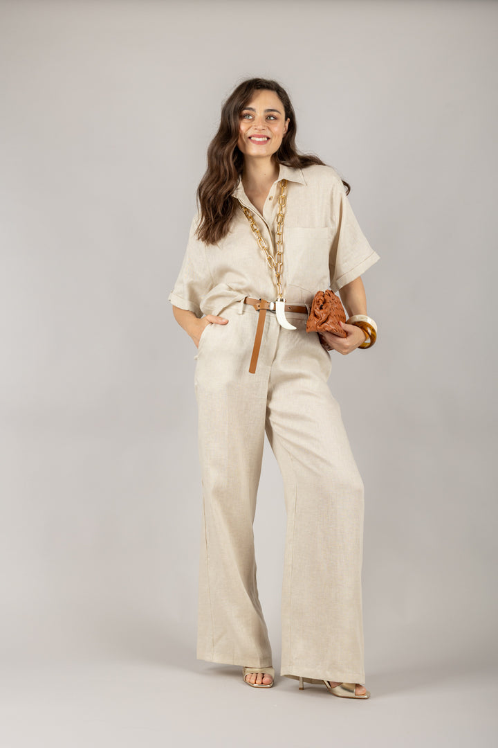 TENSIONE IN - 25P7724 - PANTALONE A PALAZZO CON CINTA