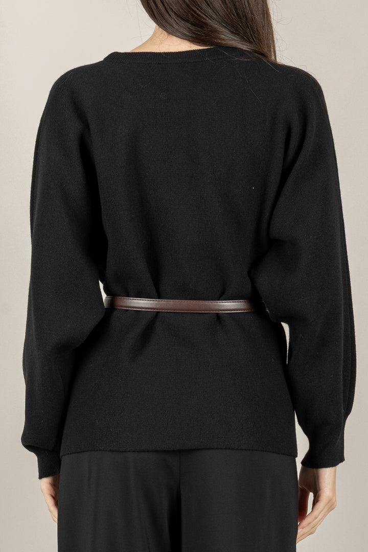 VICOLO - 22207F - MAGLIA MANICA PALLONCINO CON CINTURA