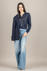 TENSIONE IN - XL25276 - MAGLIA POLO BLU CON DETTAGLI A COSTE