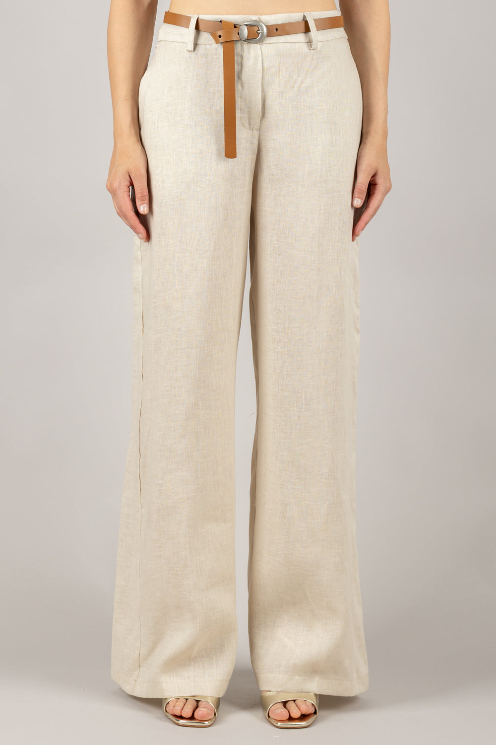 TENSIONE IN - 25P7724 - PANTALONE A PALAZZO CON CINTA
