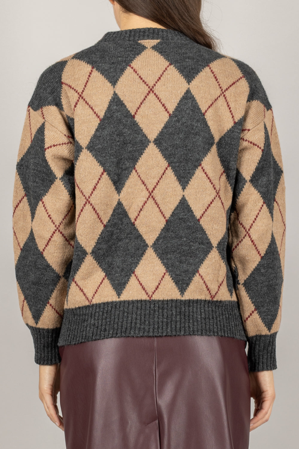 VICOLO - 77289F - MAGLIA GIROCOLLO FANTASIA GEOMETRICA