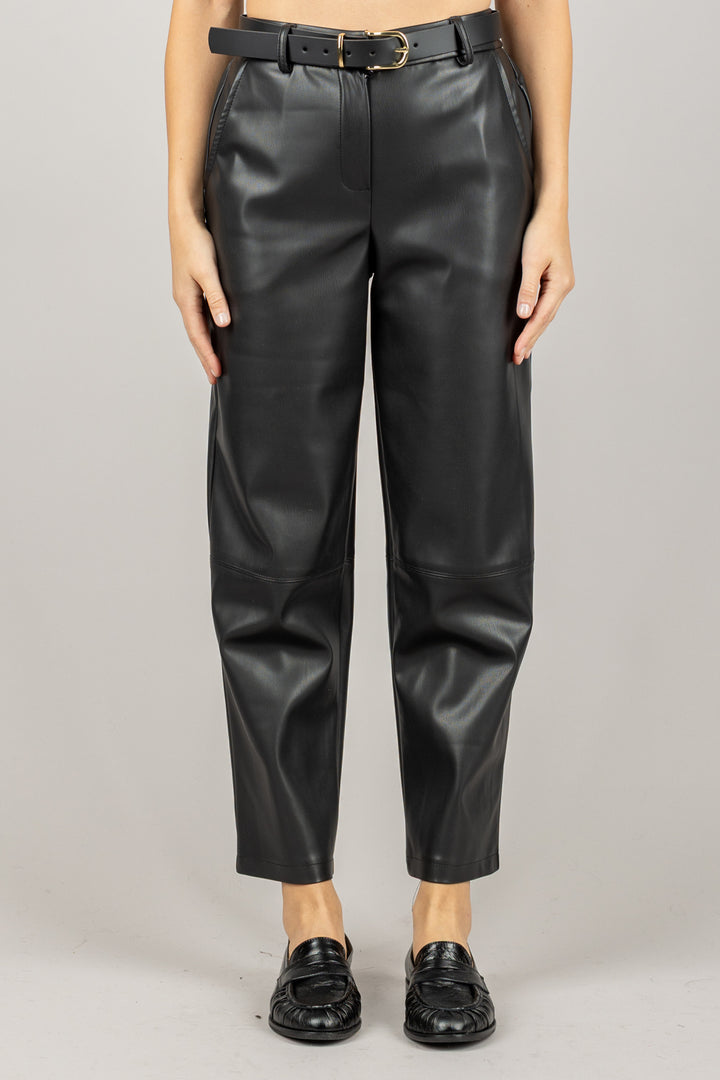 TENSIONE IN - 26P1176 - PANTALONE CARROT IN ECOPELLE
