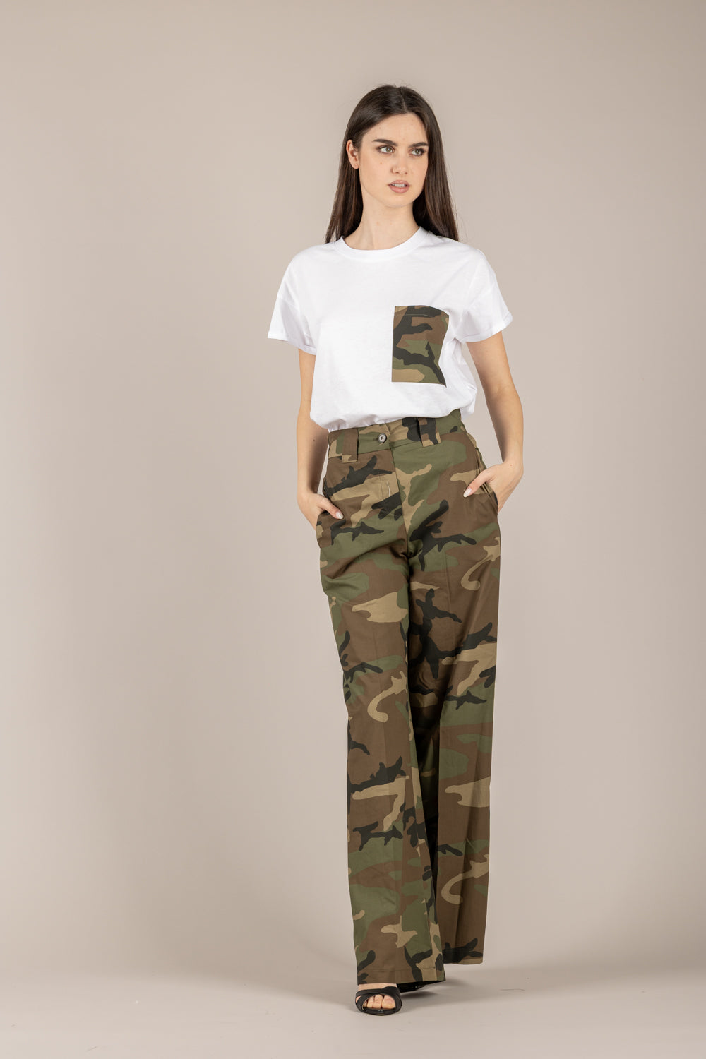 TENSIONE IN - 26M5228 - T-SHIRT TASCA CAMOUFLAGE BIANCO