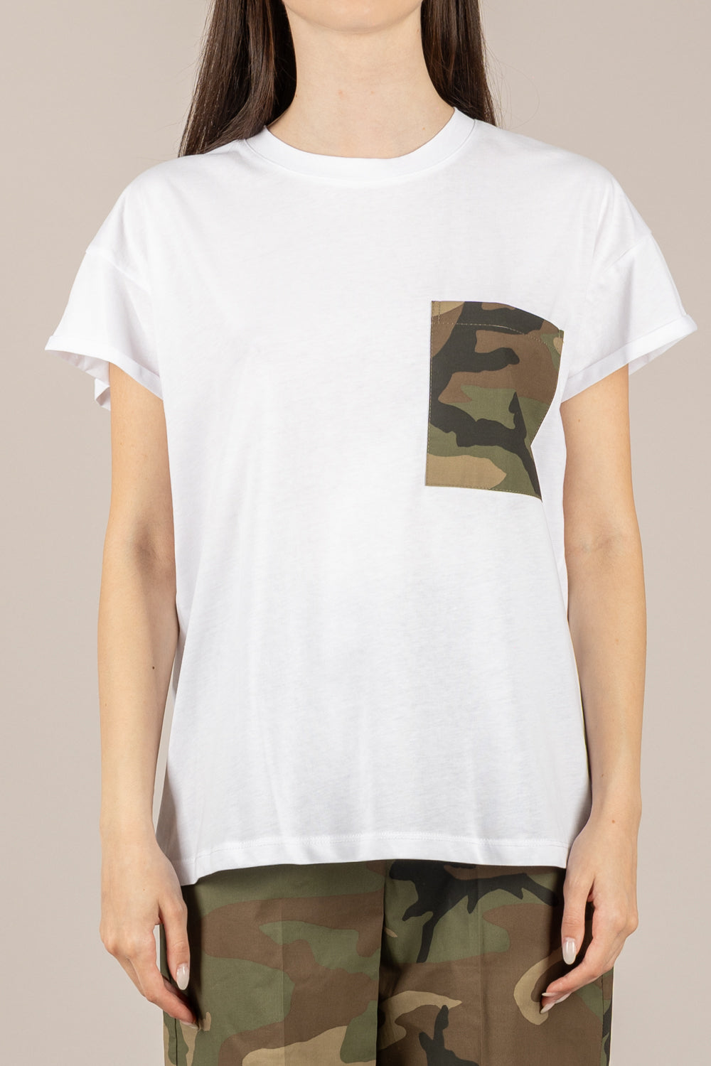 TENSIONE IN - 26M5228 - T-SHIRT TASCA CAMOUFLAGE BIANCO