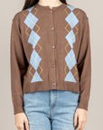 VICOLO - 4AB4009 - CARDIGAN CON ROMBI MORO AZZURRO GIALLO