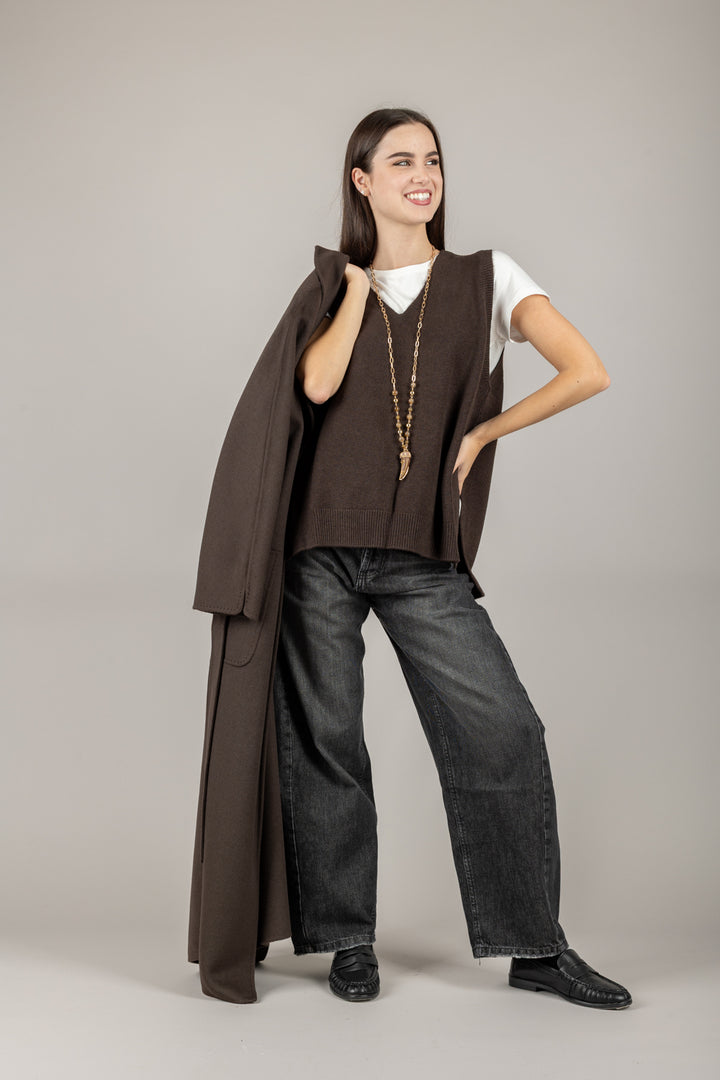 TENSIONE IN - 570626 - GILET OVER SCOLLO A V