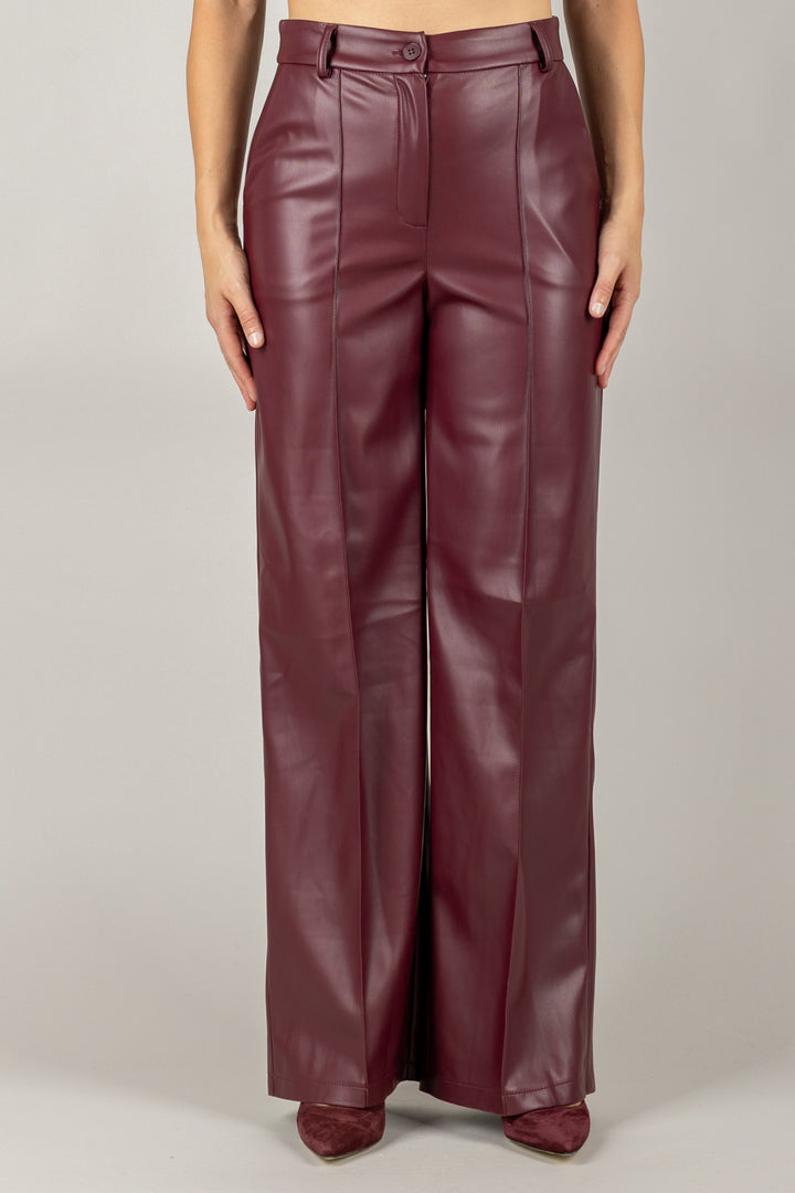 TENSIONE IN - 26P647 - PANTALONE A PALAZZO IN ECOPELLE