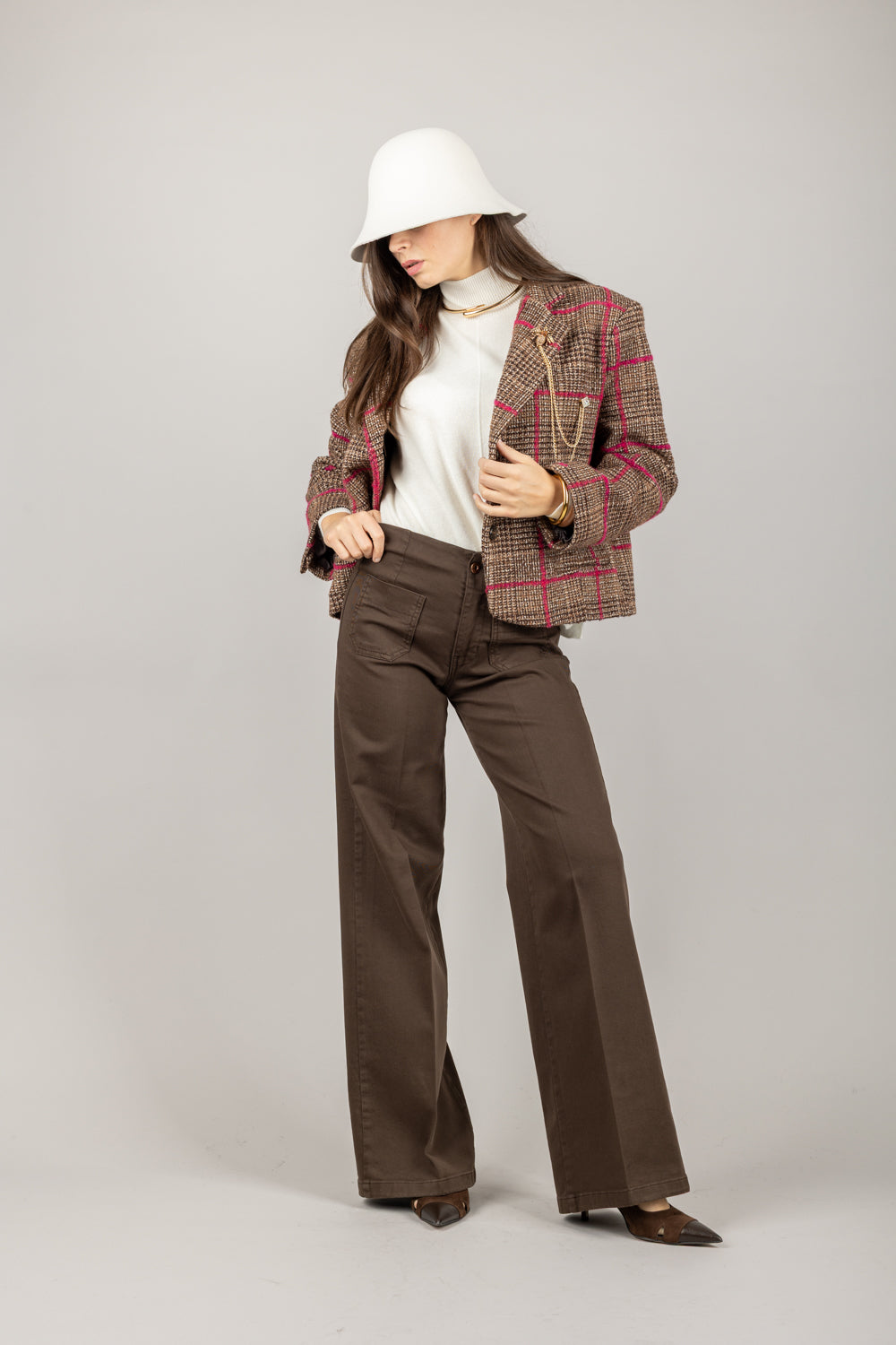 TENSIONE IN - CJ12707 - JEANS PALAZZO CON TASCHINI