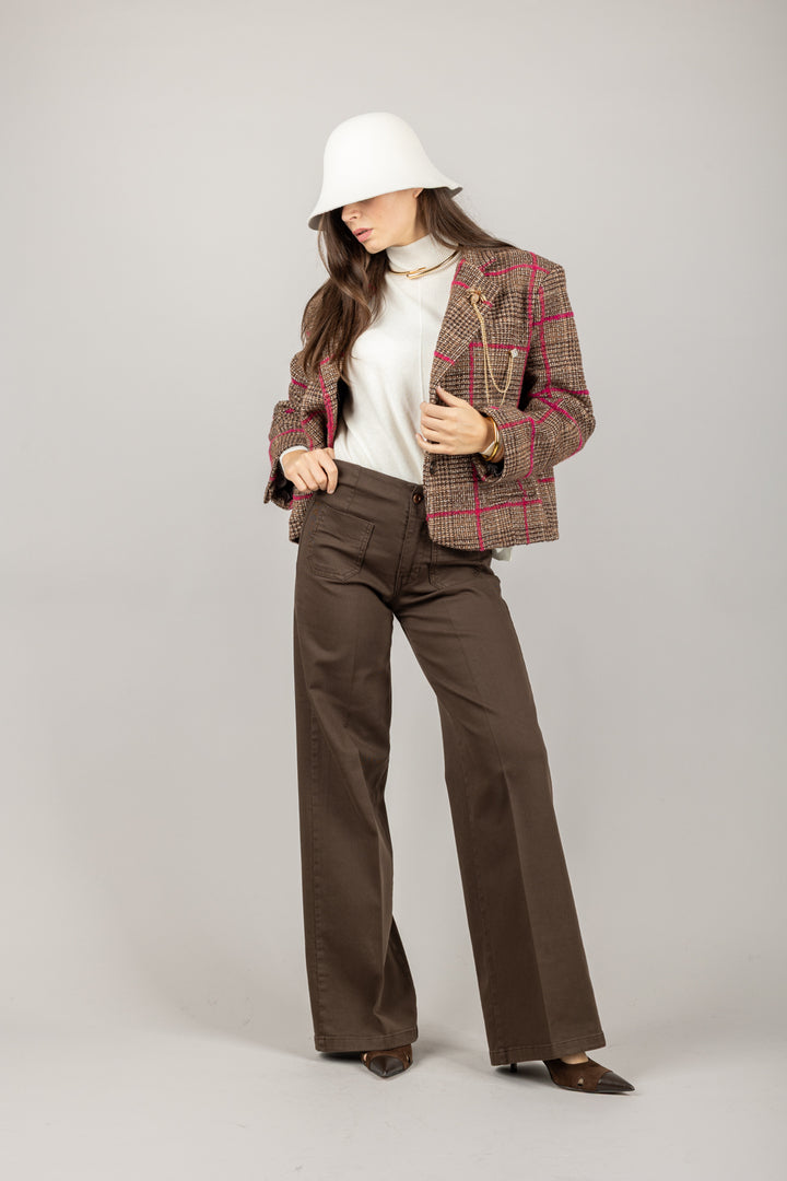 TENSIONE IN - CJ12707 - JEANS PALAZZO CON TASCHINI