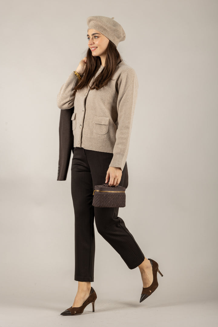 TENSIONE IN - 26P1548 - PANTALONE CARROT GESSATO PUNTO MILANO