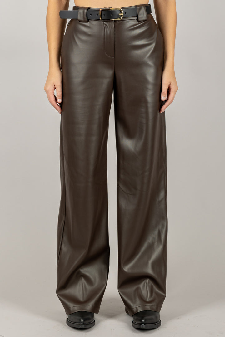 TENSIONE IN - 26P1054 - PANTALONE ECOPELLE CON CINTA