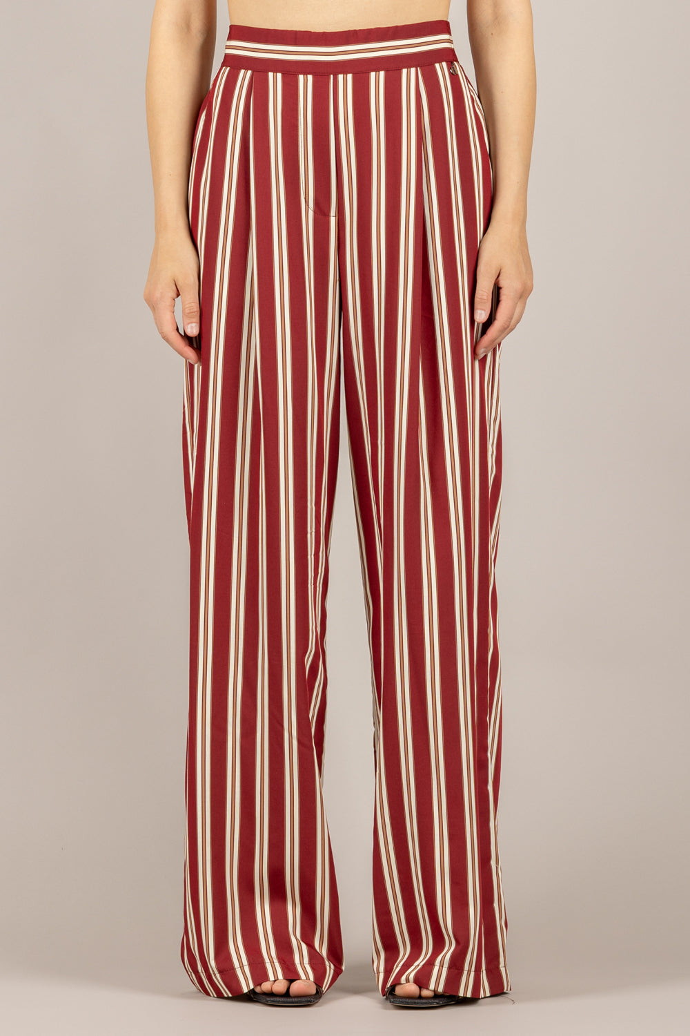 DIXIE - PDHS1SU - PANTALONE A RIGHE GAMBA DRITTA BORDEAUX