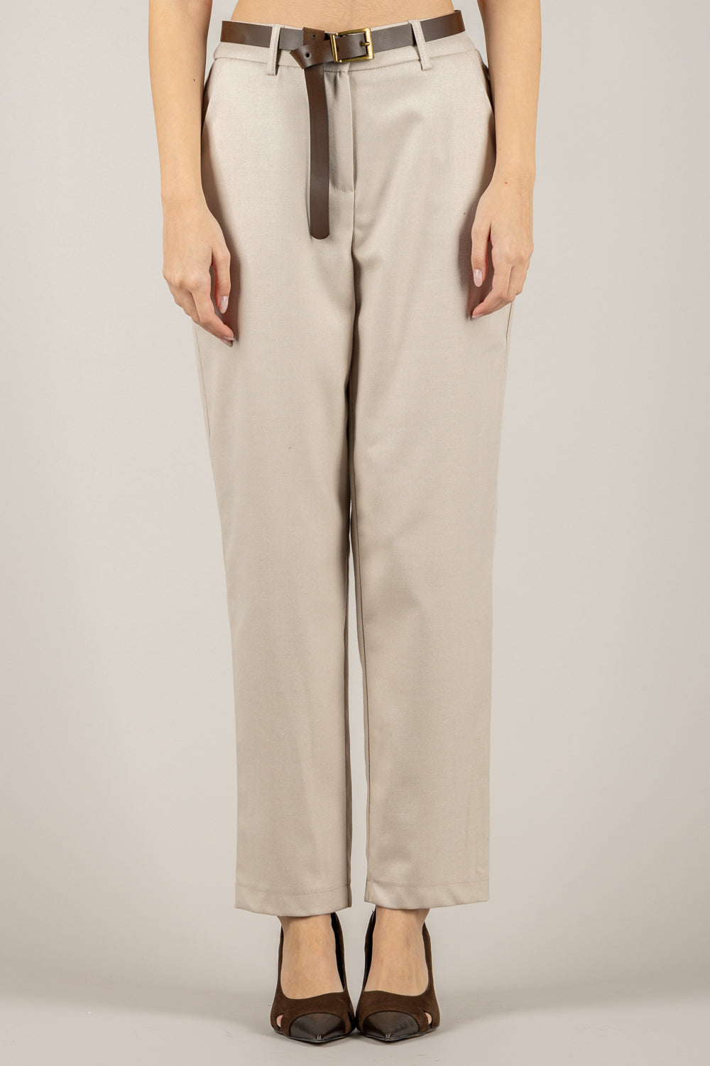 TENSIONE IN - 26P1412 - PANTALONE CARROT CON CINTURA