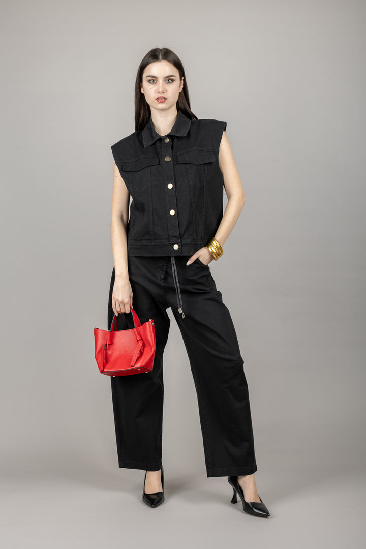 VICOLO - TD1490 - PANTALONE CARROT CON CINTA FINA