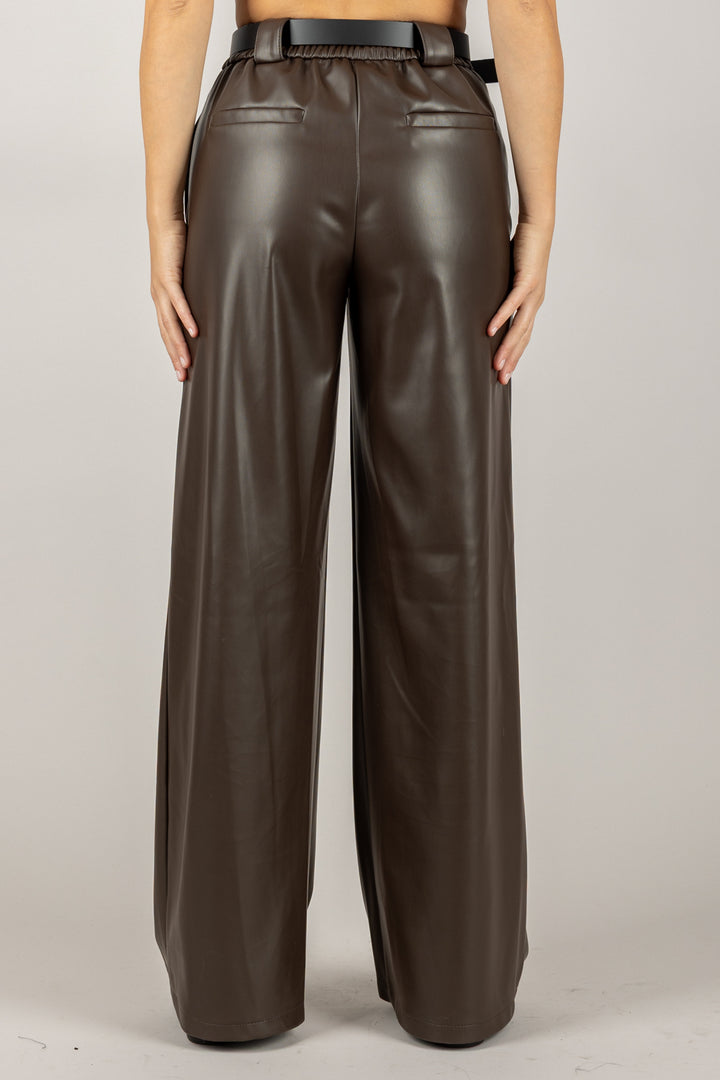 TENSIONE IN - 26P1054 - PANTALONE ECOPELLE CON CINTA