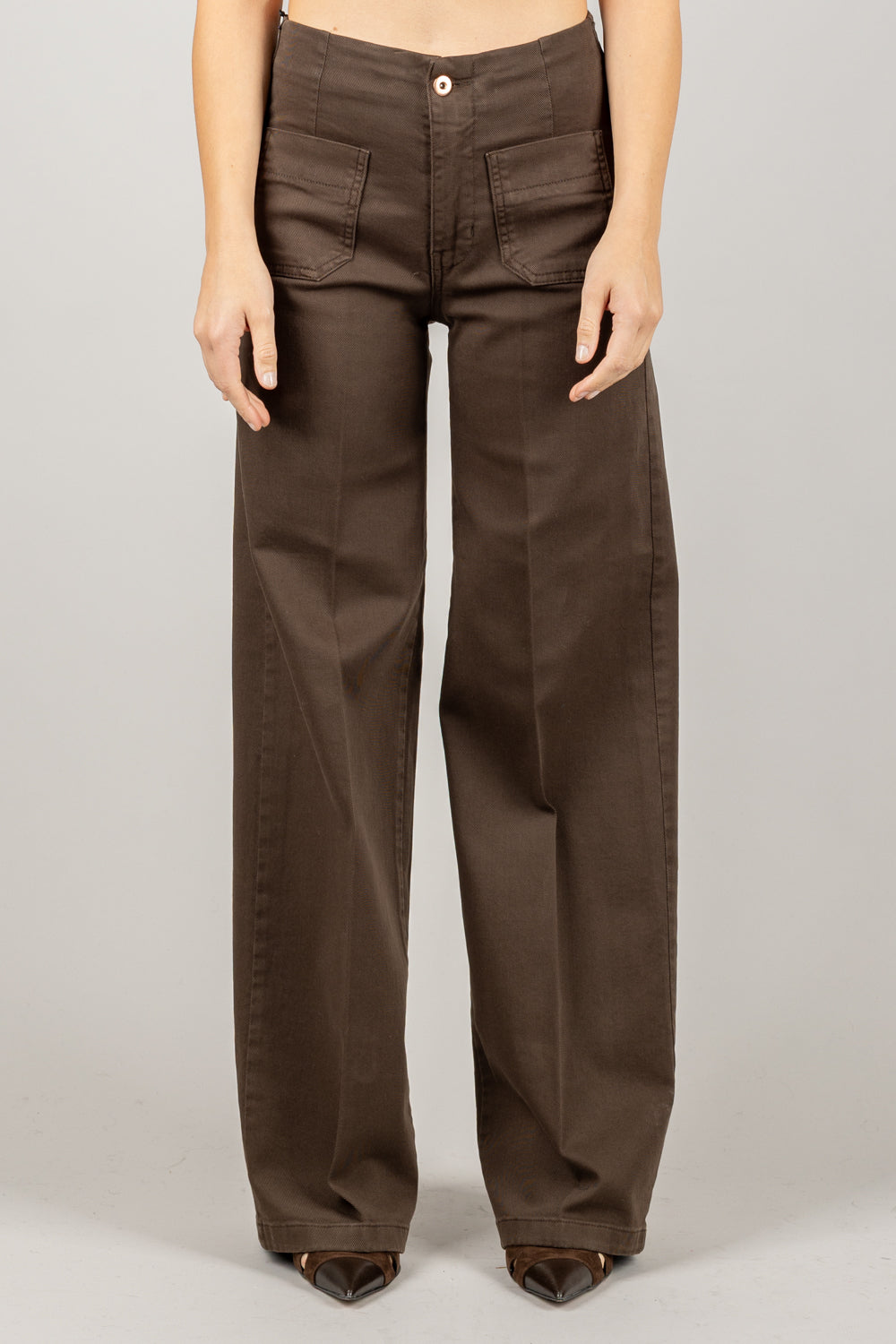 TENSIONE IN - CJ12707 - JEANS PALAZZO CON TASCHINI